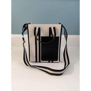 New BCB Max Azaria Canvas Bag Tote Black And Natural